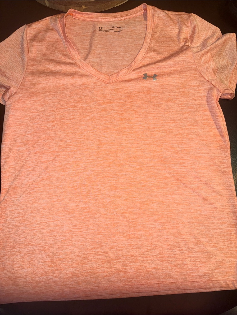 Under Armour Women’s Heathered Peach/coral V-Neck Performance Tee